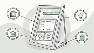 A tablet displaying a smart home control application interface. vector design Generative AI