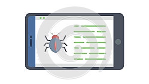 Tablet Displaying Software Bug Icon, vector design Generative AI