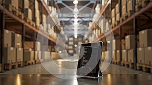 The tablet in warehouse.AI generated image