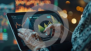 A Tablet Displaying Stock Market Data.AI generated image