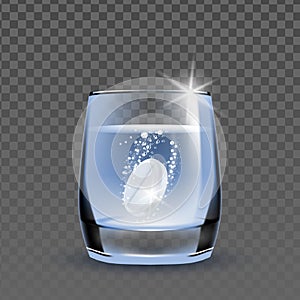Tablet Effervescent Soluble In Water Glass Vector