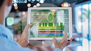 The tablet with energy rating..AI generated image