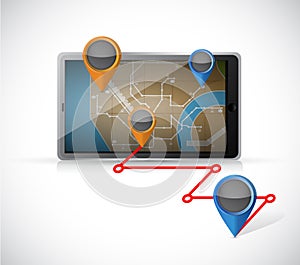 Tablet gps and locations illustration