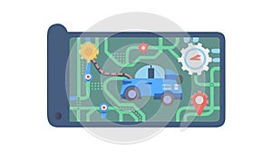 Tablet GPS Navigation Map Vector Icon, vector design Generative AI