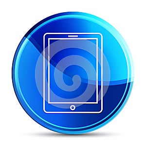 Tablet icon glassy vibrant sky blue round button illustration