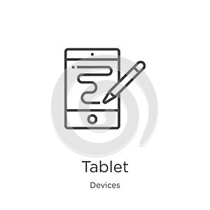 tablet icon vector from devices collection. Thin line tablet outline icon vector illustration. Outline, thin line tablet icon for