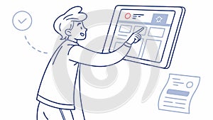 Tablet Interaction and Digital Content, Touch Screen Experience, vector design Generative AI