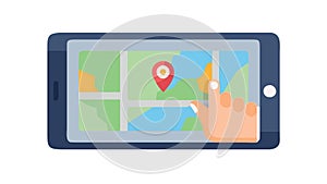 Tablet with Map App, Digital Navigation Device, vector design Generative AI