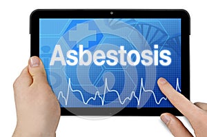 Tablet with medical background and diagnostic asbestosis
