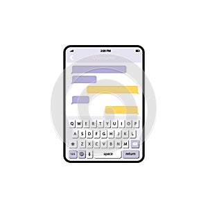Tablet Message Template. Social network messenger page template. Message chat bubbles vector icons for messenger. Icon flat on an