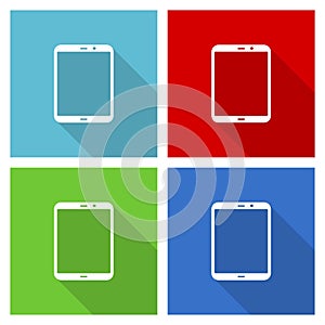 Tablet, mobile, phone, smartphone icon set, flat design vector illustration in eps 10 for webdesign and mobile applications in