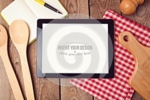 Tablet mock up template for recipe, menu or cooking app display