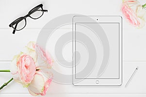 Tablet Mockup Floral styled stock photograph