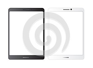 Tablet mockup.white isolated vector screen.Black and white blank screens. Showcase screenshots.Responsive to display your mobile