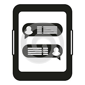 Tablet online chat icon simple vector. Group share