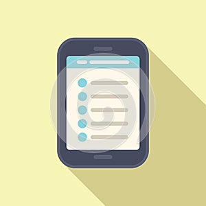 Tablet online policy search icon flat vector. Regulated products photo