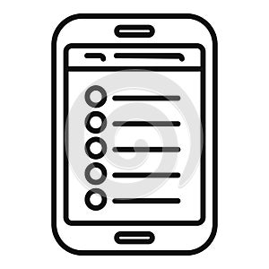 Tablet online policy search icon outline vector. Regulated products photo