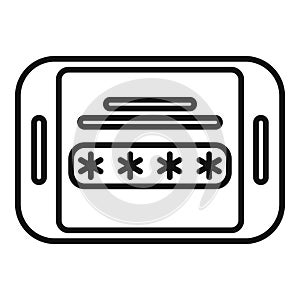 Tablet password icon outline vector. Data cipher