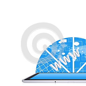 Tablet PC on the abstract background