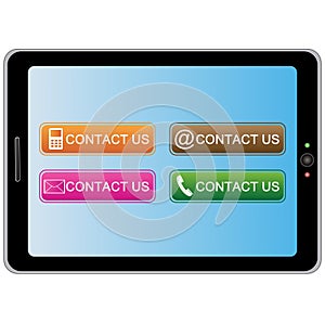 Tablet pc with colorful contact icons