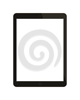 Tablet PC. Computer Pad with blank screen isolated on white background, Realistic design. Black business tablet with blank screen