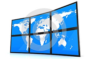 Tablet PC and Earth, icon isolated on white background