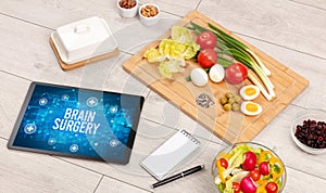 Tablet Pc with fruits, healthy concept