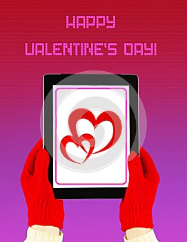 Tablet PC with Valentine's Day greeting