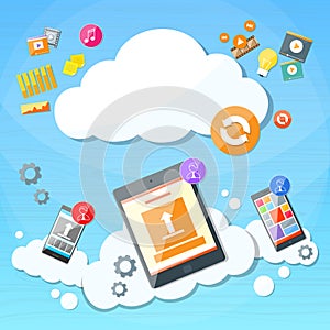 Tablet Phone Cloud Technology Sinchronization Flat