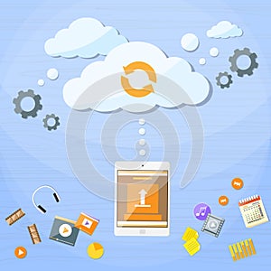 Tablet Phone Cloud Technology Sinchronization Flat