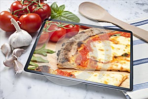 Tablet Pizza Background Food