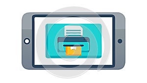 Tablet Printing a Document to Physical Printer, vector design Generative AI