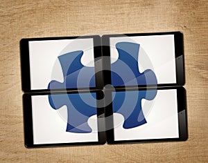 Tablet with puzzle