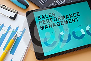 Tablet with Sales Performance Management SPM software.