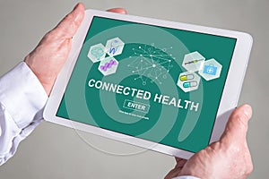 Connected health concept on a tablet