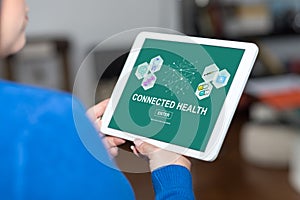 Connected health concept on a tablet