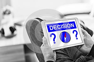 Decision concept on a tablet