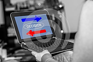 Decision concept on a tablet