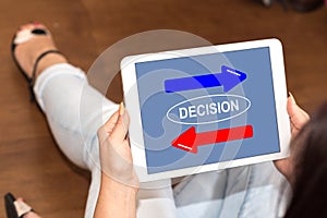 Decision concept on a tablet