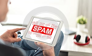 Spam concept on a tablet photo