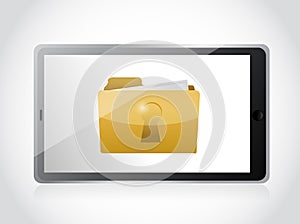 Tablet and secured folder illustration design