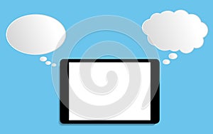Tablet with speech bubble flat design modern vector illustration