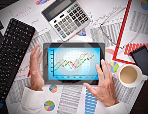 Tablet with stock chart