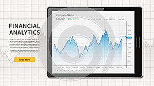 Tablet with stock trade graph web banner