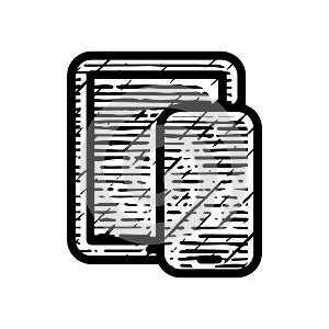 Tablet storage icon hand drawn vector illustration isolated on white background