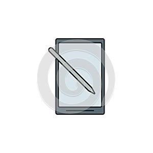 tablet with stylus icon. Element of technology icon for mobile concept and web apps. Field outline tablet with stylus icon can be