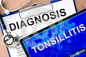 Tablet with tonsillitis photo