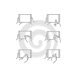 Tablet Touch Screen Gestures Icon Set