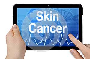 Tablet with touchscreen and skin cancer