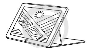 Tablet with UI elements, digital interface and user experience design. vector design Generative AI